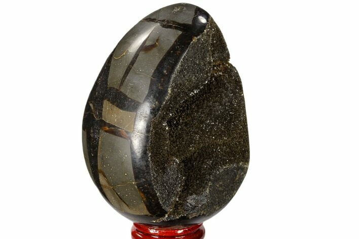 Septarian Dragon Egg Geode - Black Crystals #118712